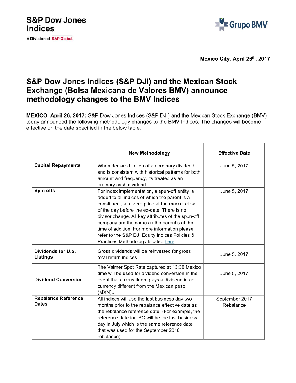 S&P Dow Jones Indices (S&P DJI) and the Mexican Stock Exchange