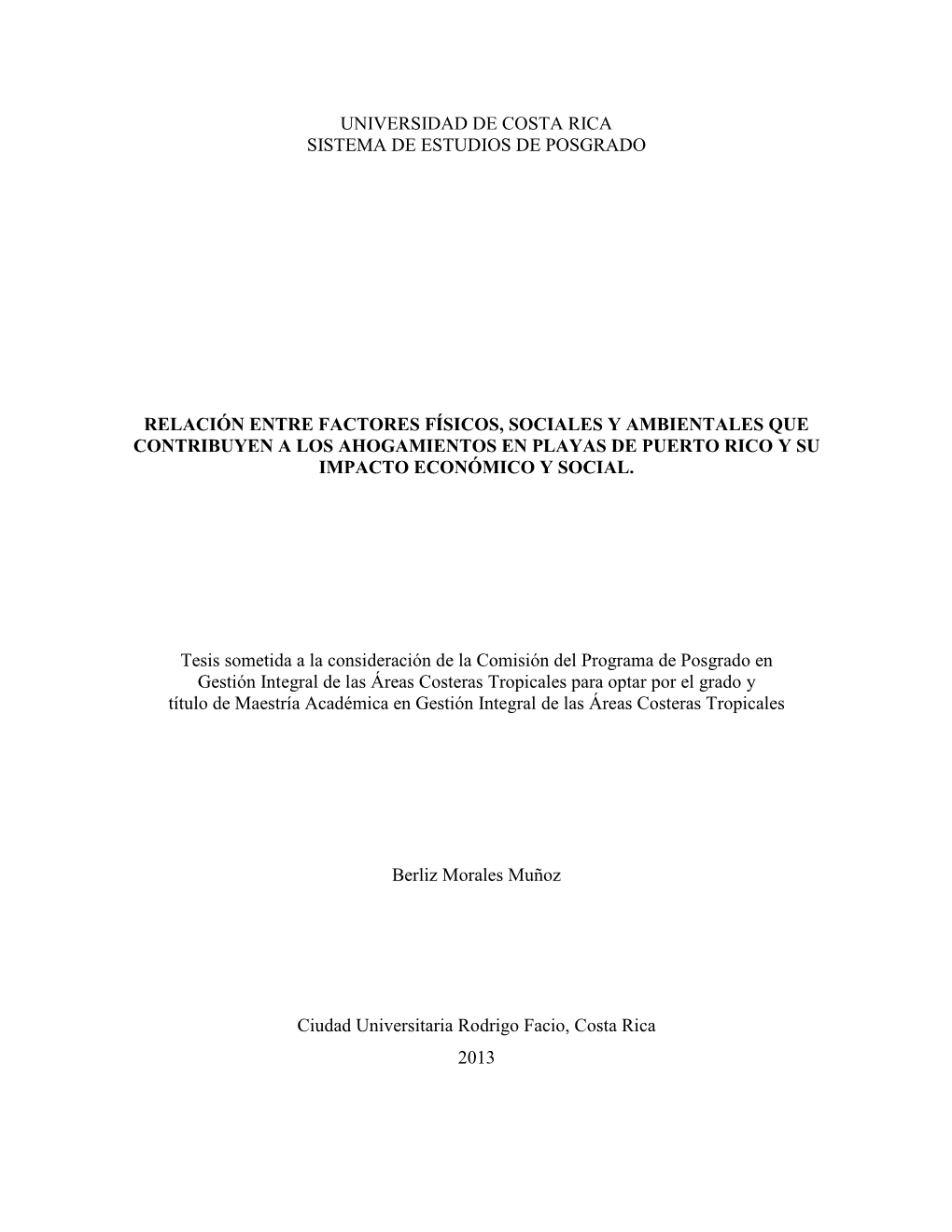 Universidad De Costa Rica Sistema De Estudios De Posgrado