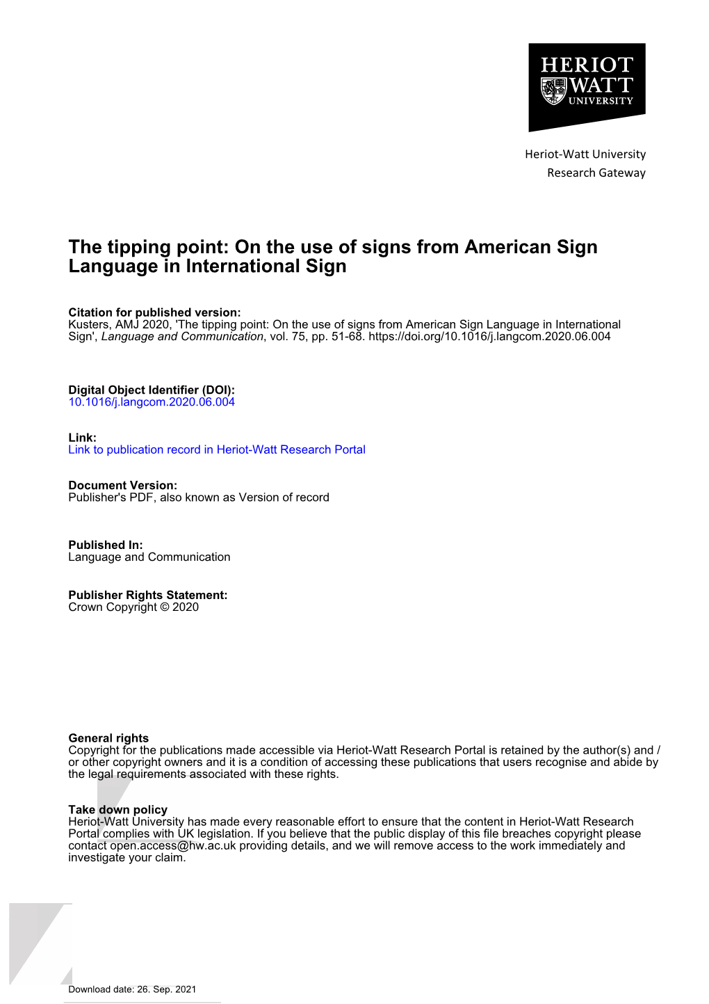 The Tipping Point: on the Use of Signs from American Sign Language in International Sign