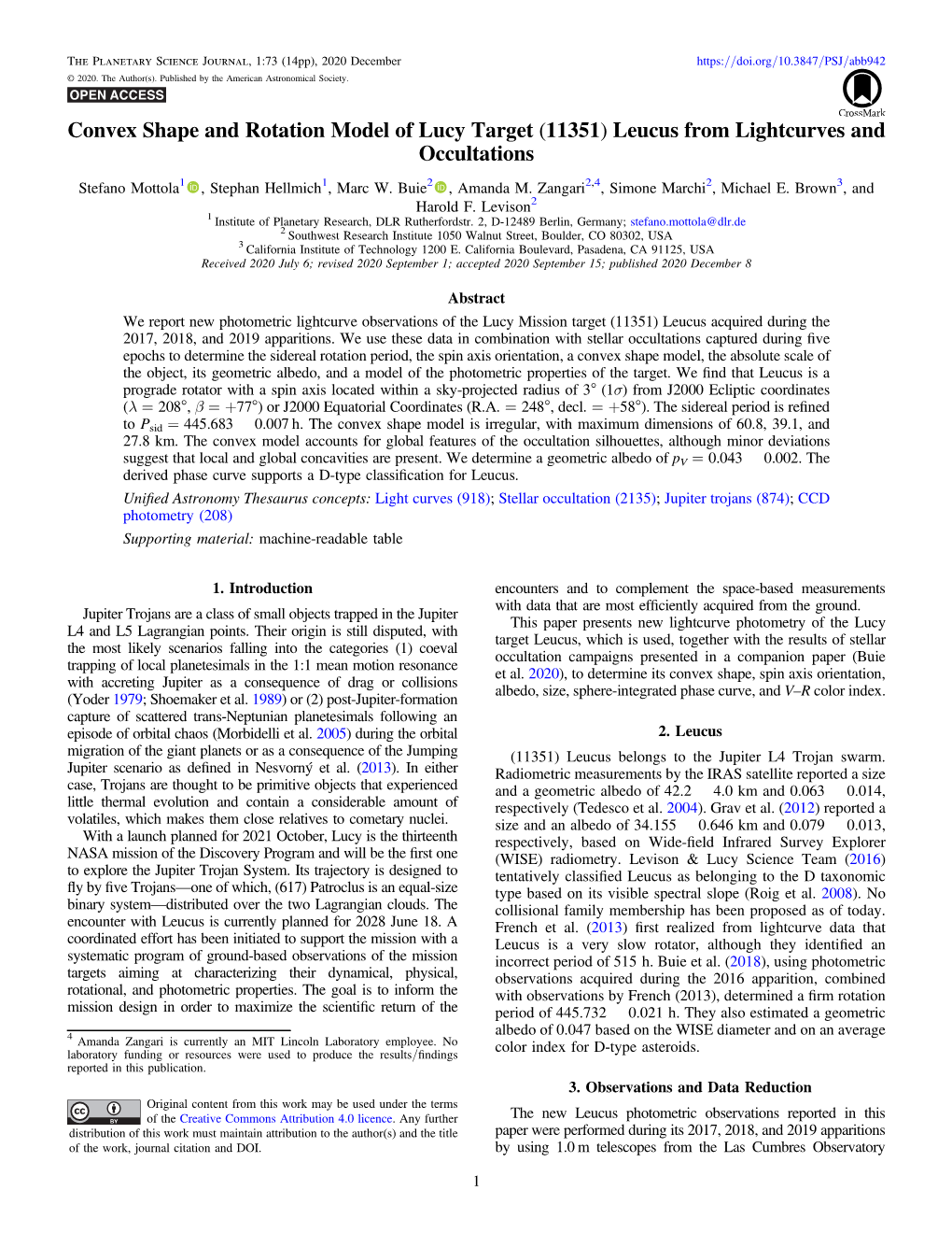 Leucus from Lightcurves and Occultations