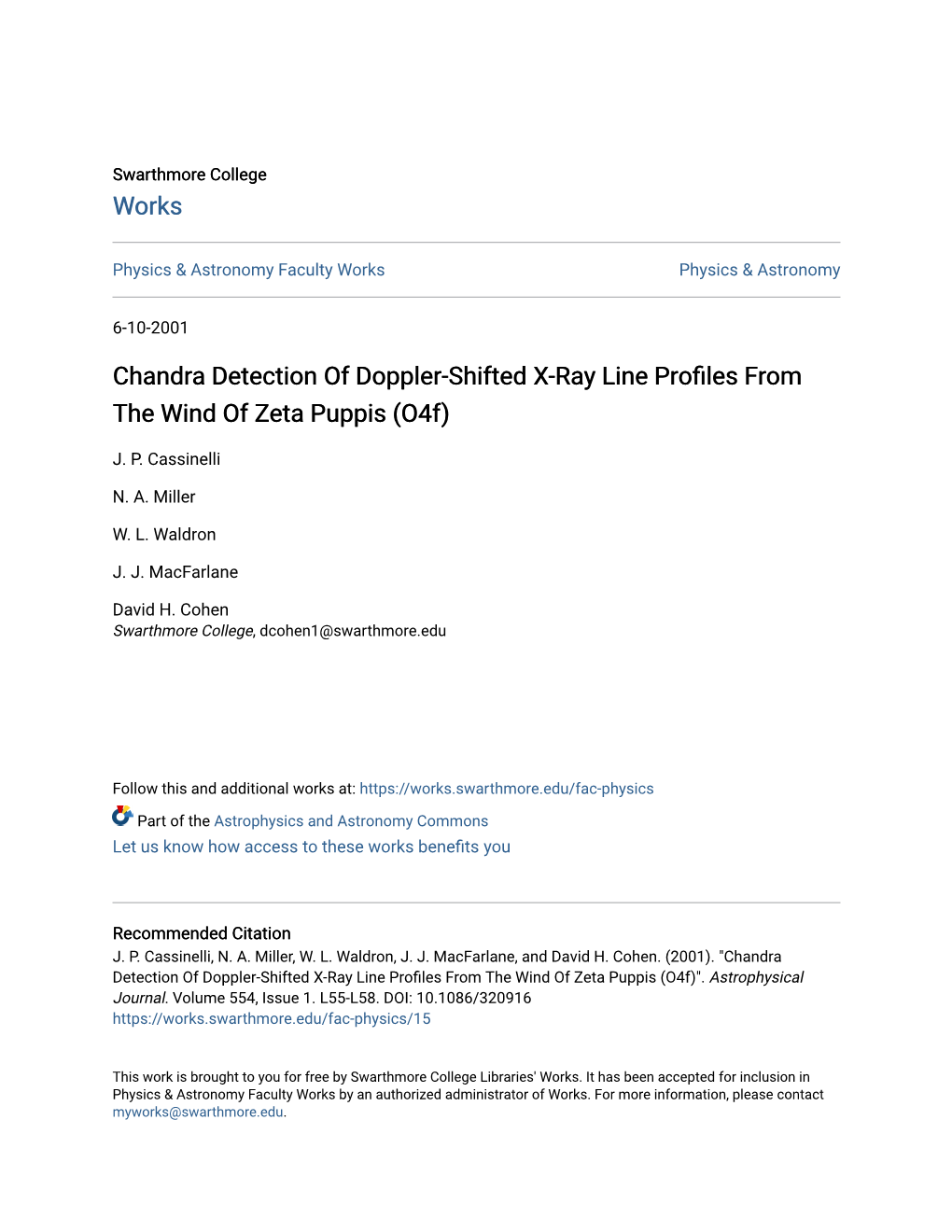 Chandra Detection of Doppler-Shifted X-Ray Line Profiles Rf Om the Wind of Zeta Puppis (O4f)