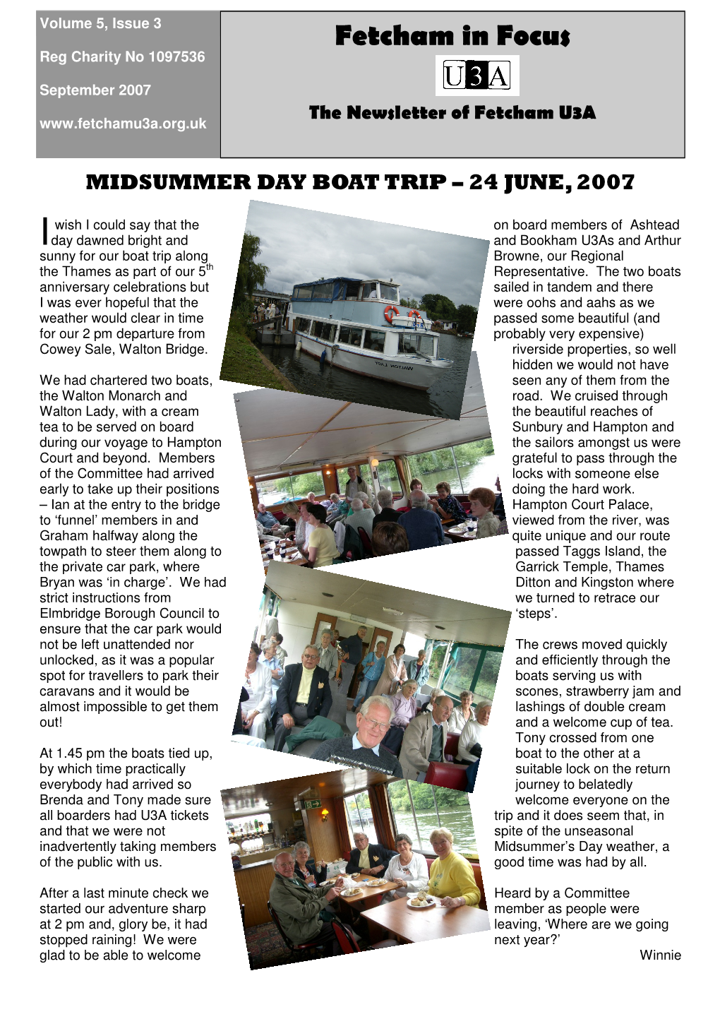 September 2007 the Newsletter of Fetcham U3A