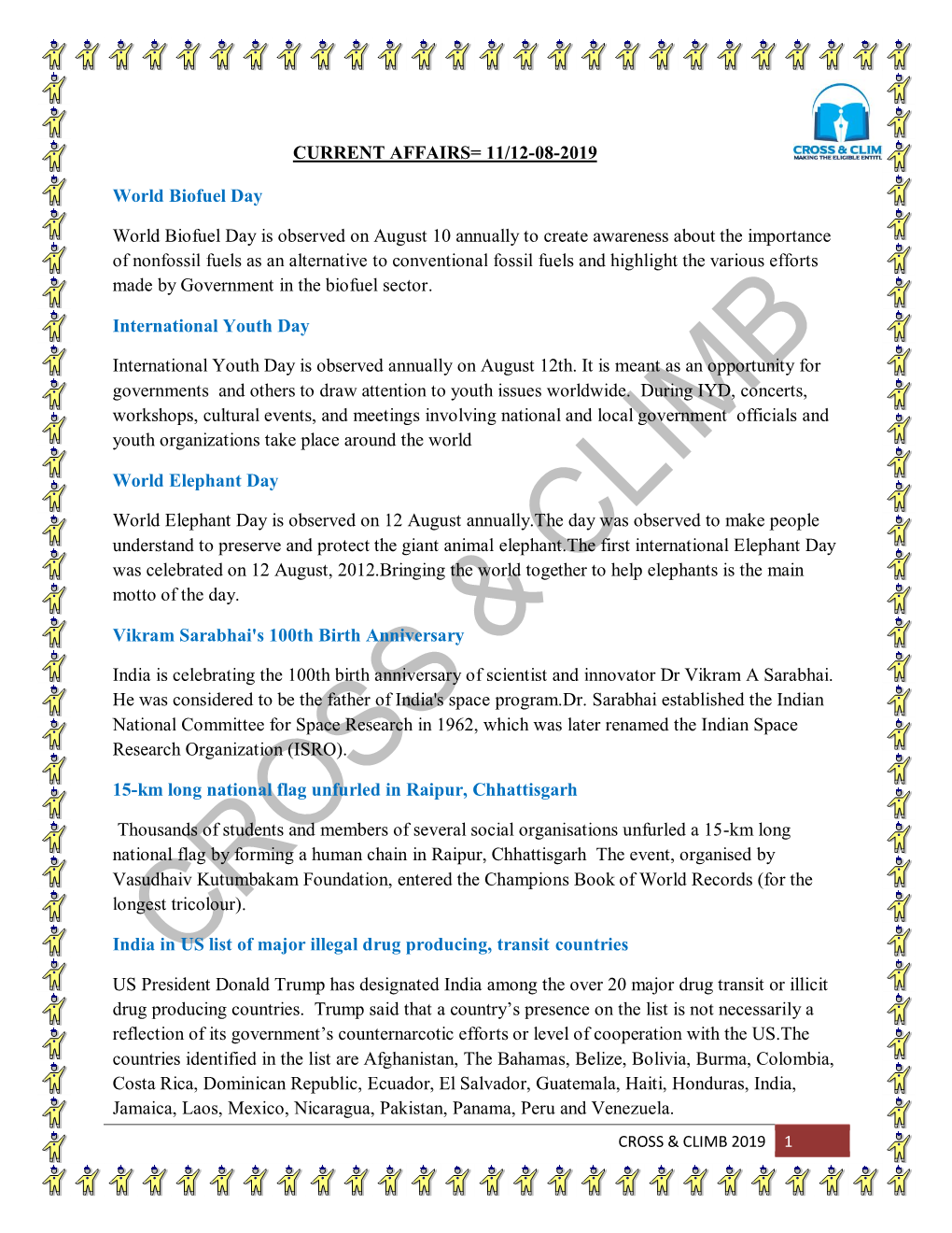 CURRENT AFFAIRS= 11/12-08-2019 World Biofuel