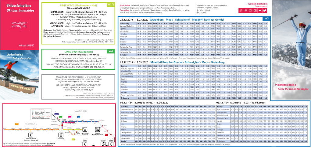 Skibusfahrpläne Ski Bus Timetables