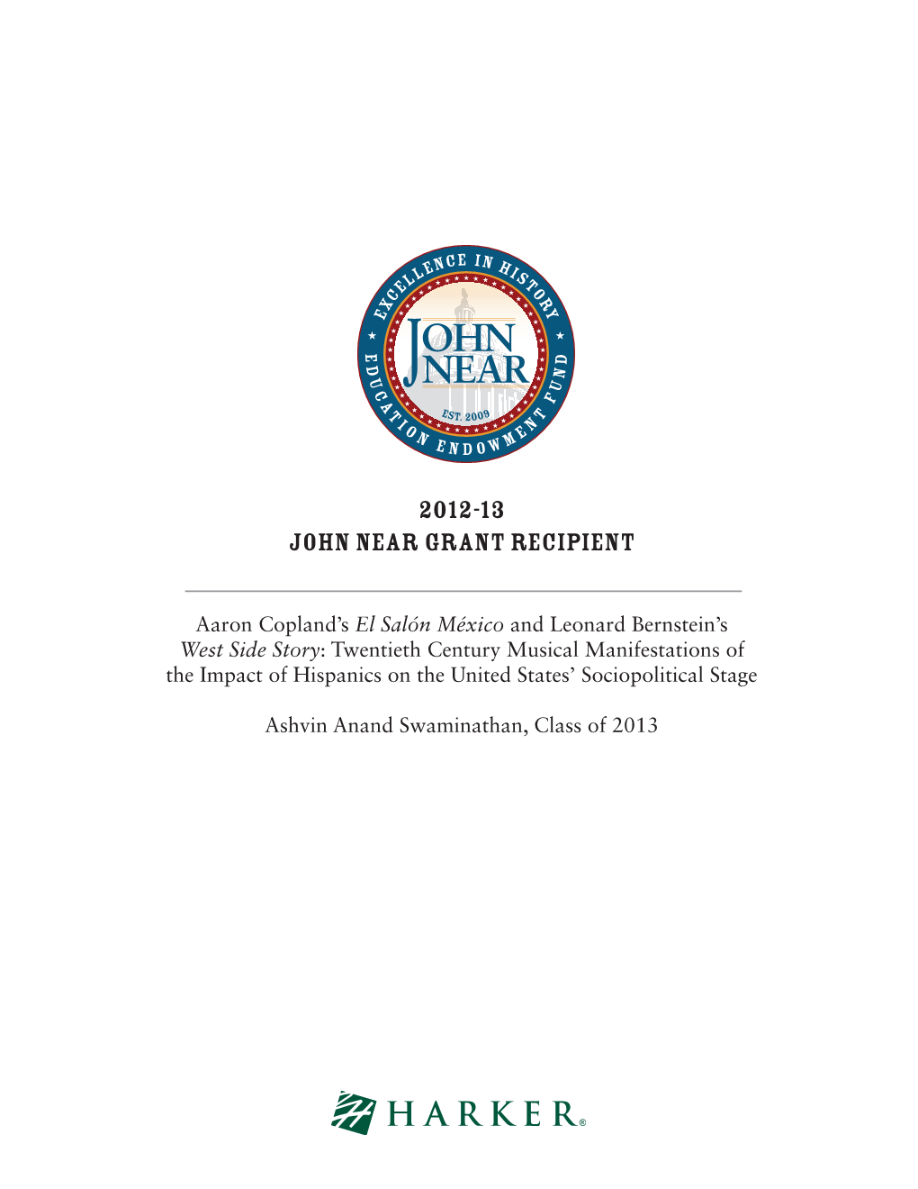 2012-13 JOHN NEAR GRANT Recipient