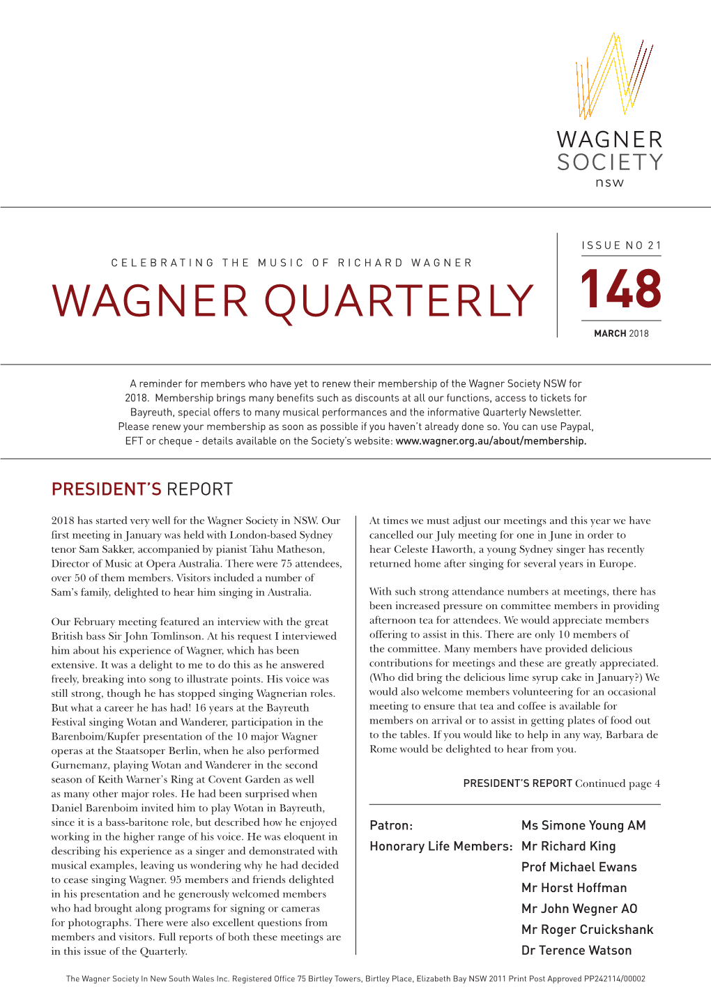 Wagner Quarterly 148 March 2018