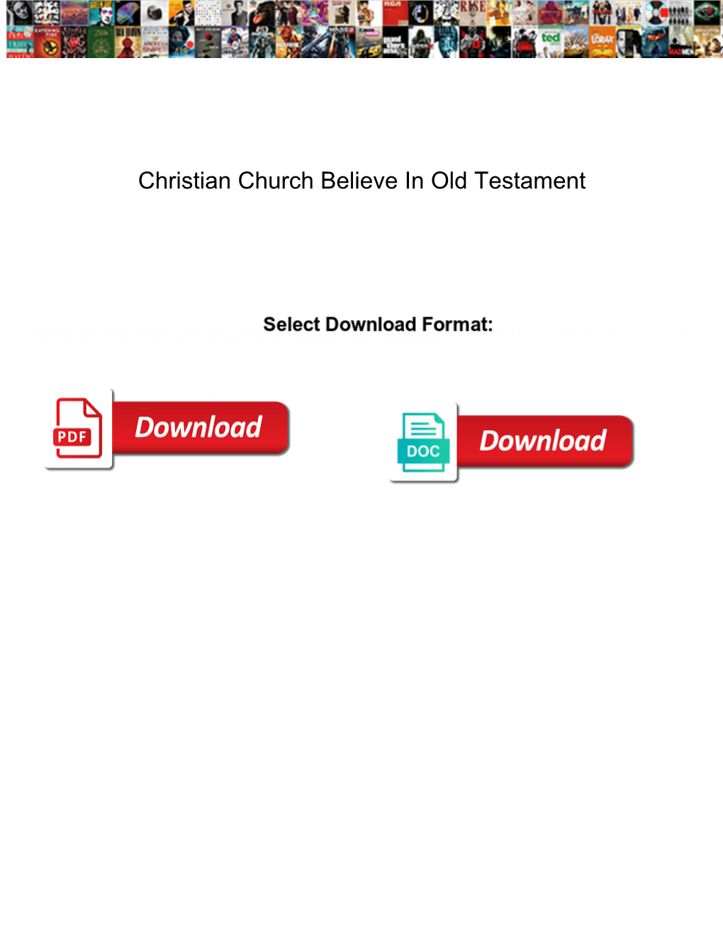 Christian Church Believe in Old Testament