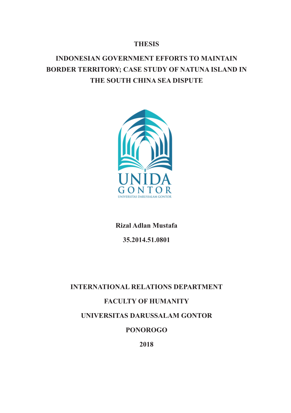 Case Study of Natuna Island in the South China Sea Dispute