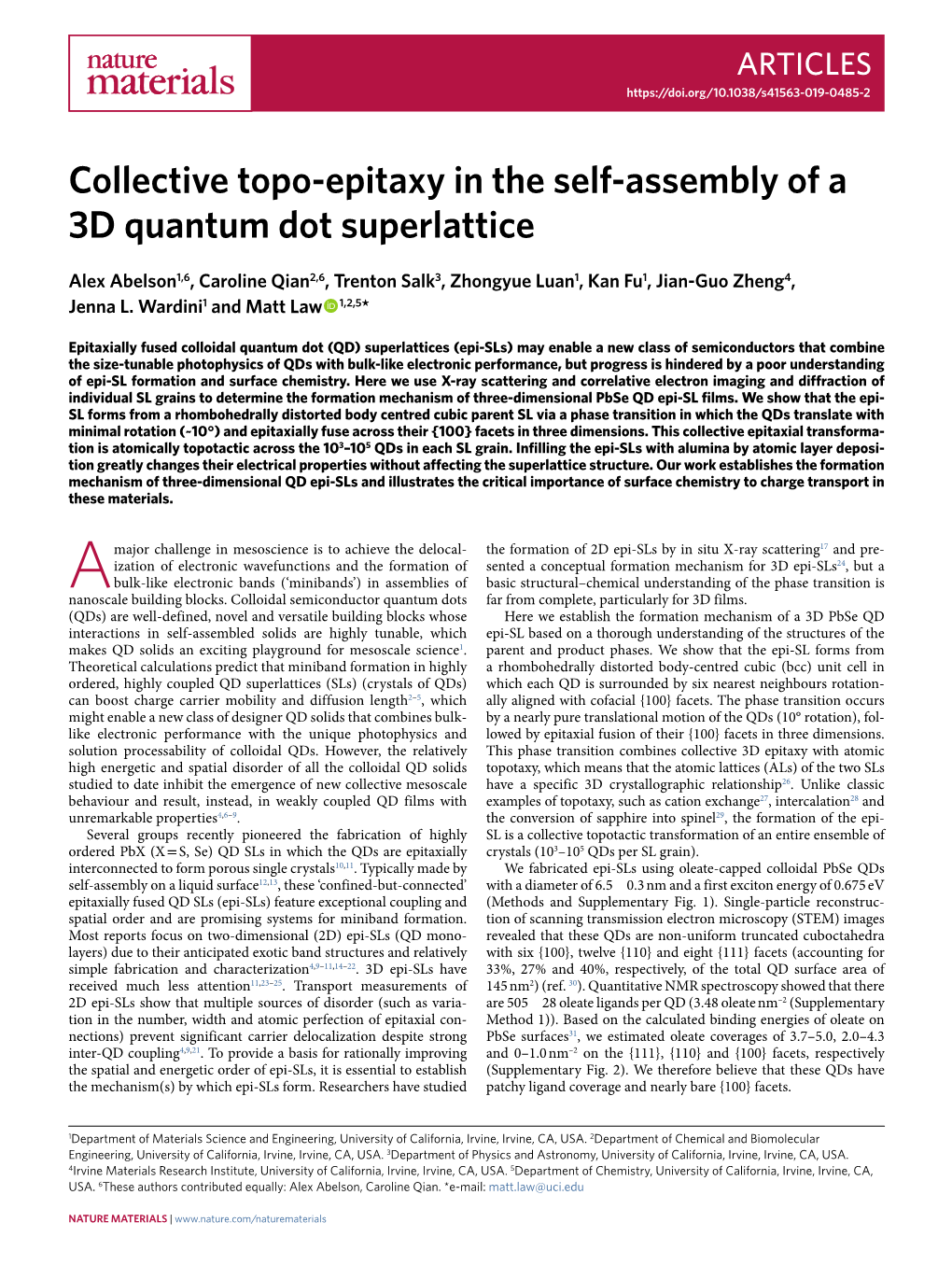 Collective Topo-Epitaxy in the Self-Assembly of a 3D Quantum Dot Superlattice