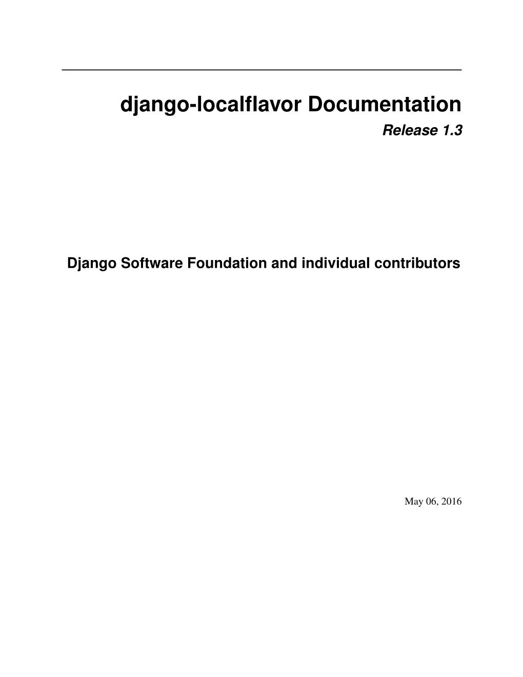 Django-Localflavor Documentation