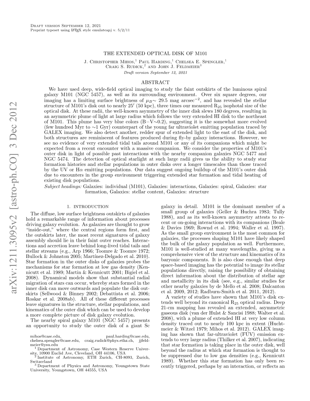 Arxiv:1211.3095V2 [Astro-Ph.CO] 3 Dec 2012 Skirts (Sellwood & Binney 2002; Debattista Et Al