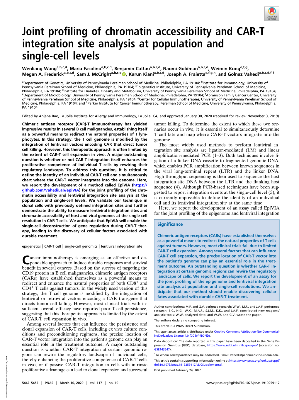 Joint Profiling of Chromatin Accessibility and CAR-T Integration Site Analysis at Population and Single-Cell Levels