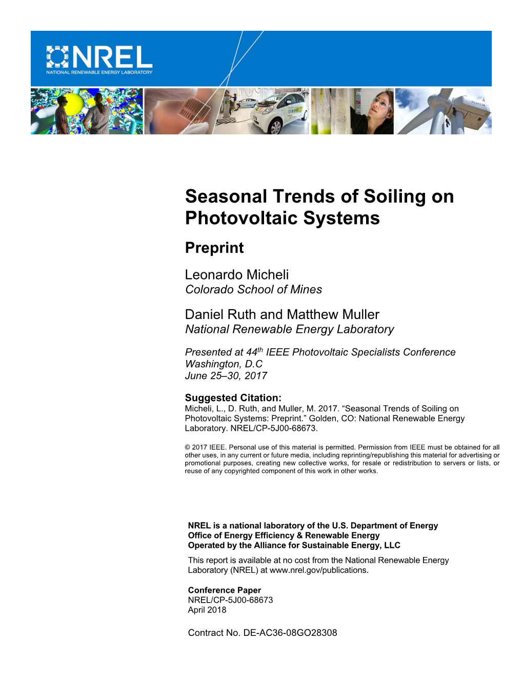 Seasonal Trends of Soiling on Photovoltaic Systems
