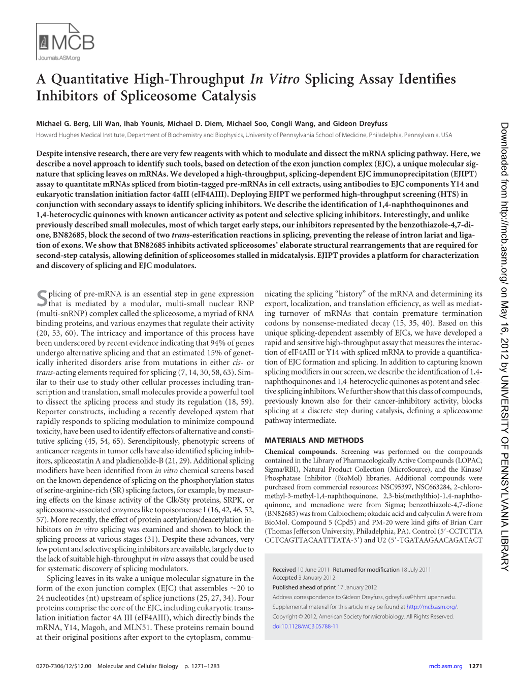 A Quantitative High-Throughput in Vitro Splicing Assay Identifies