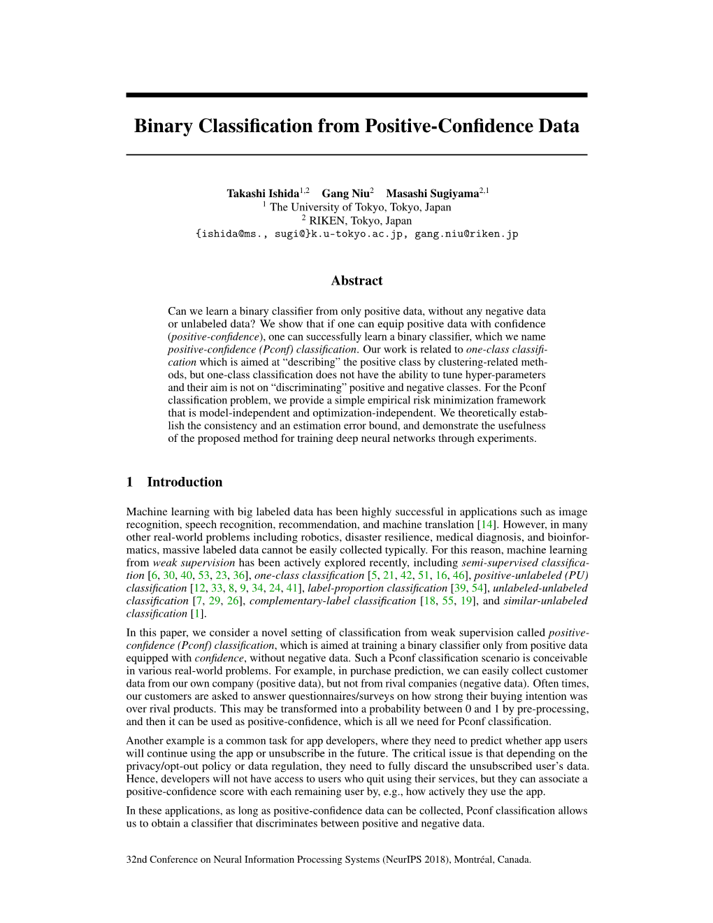 Binary Classification from Positive-Confidence Data