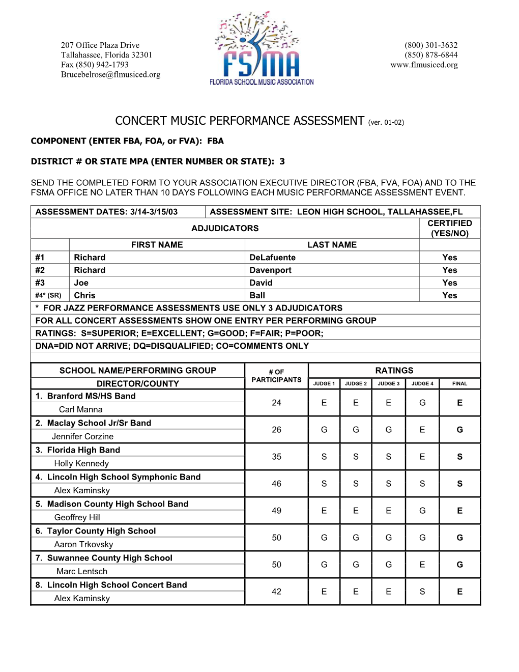 Send the Completed Form to Your Association Executive