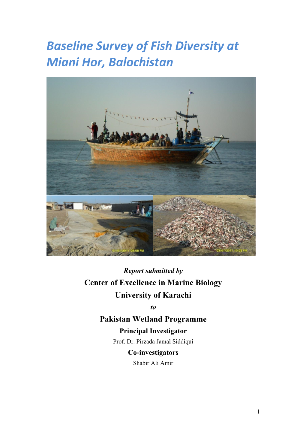 Baseline Survey of Fish Diversity at Miani Hor, Balochistan