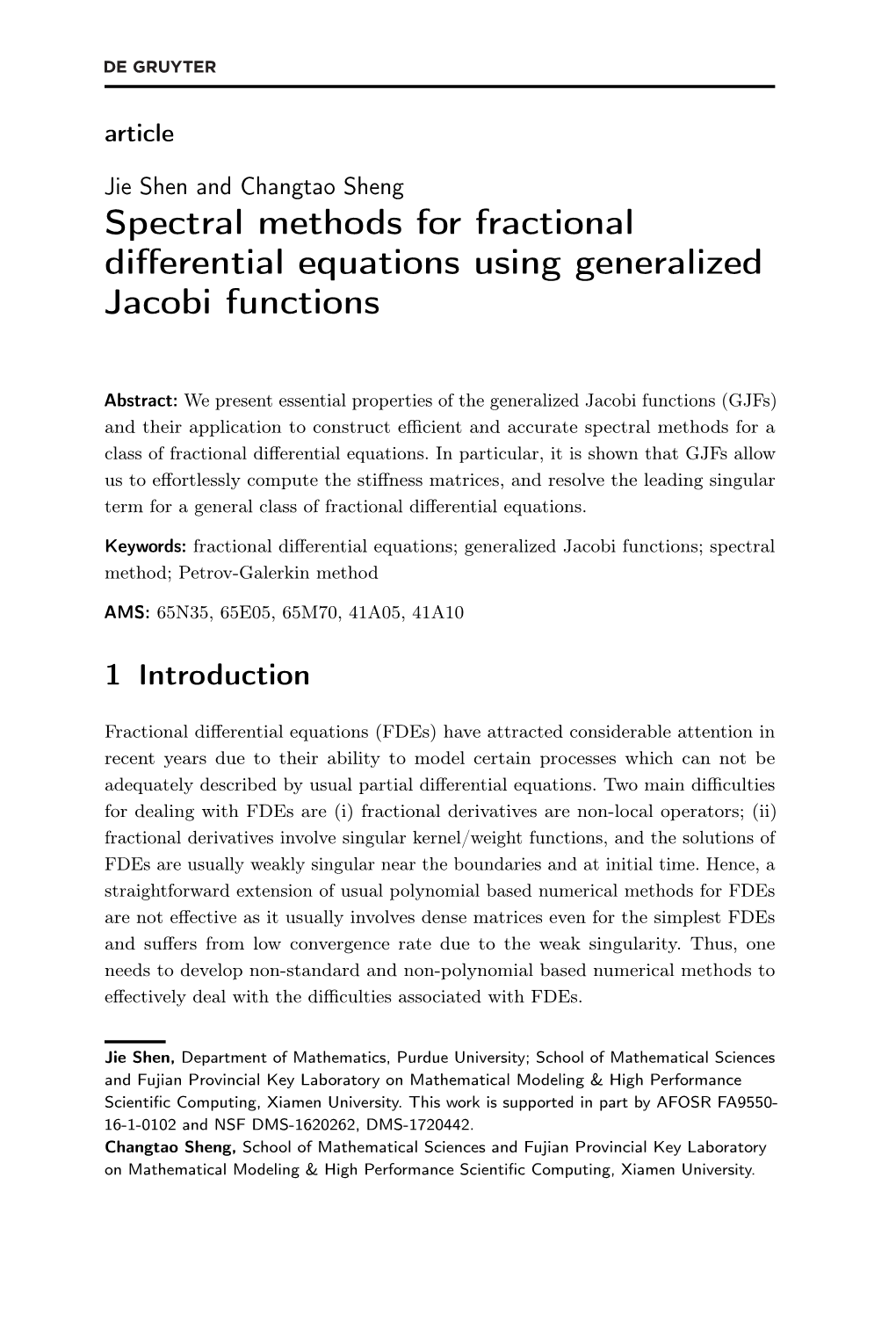 Spectral Methods for Fractional Differential Equations Using Generalized Jacobi Functions