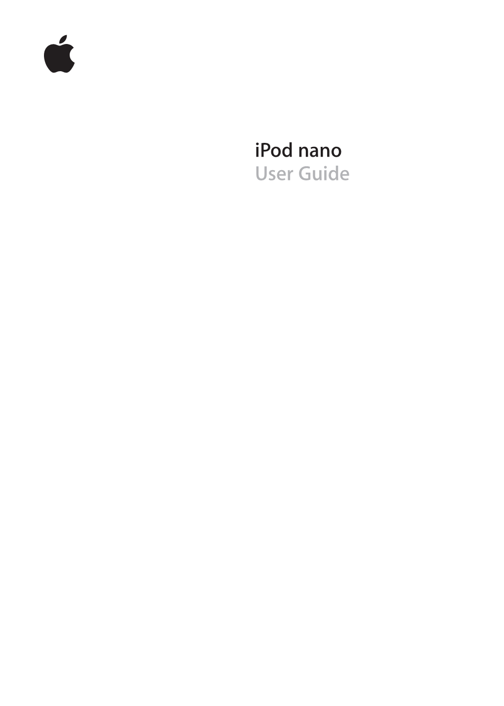 Ipod Nano User Guide Contents