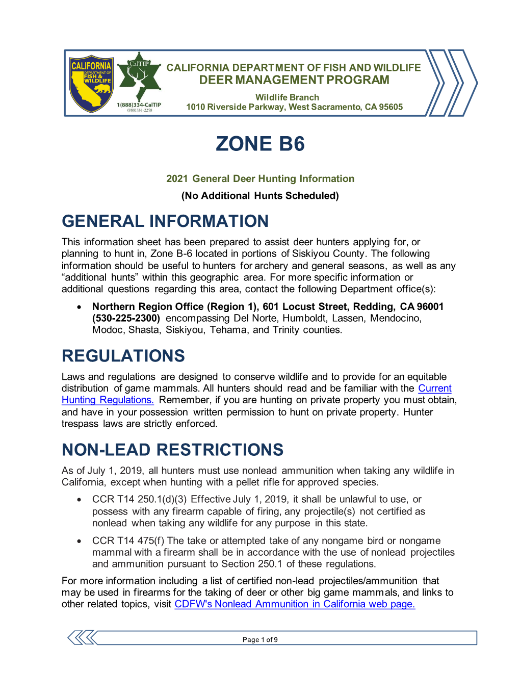 2021 B6 Zone Hunt Info