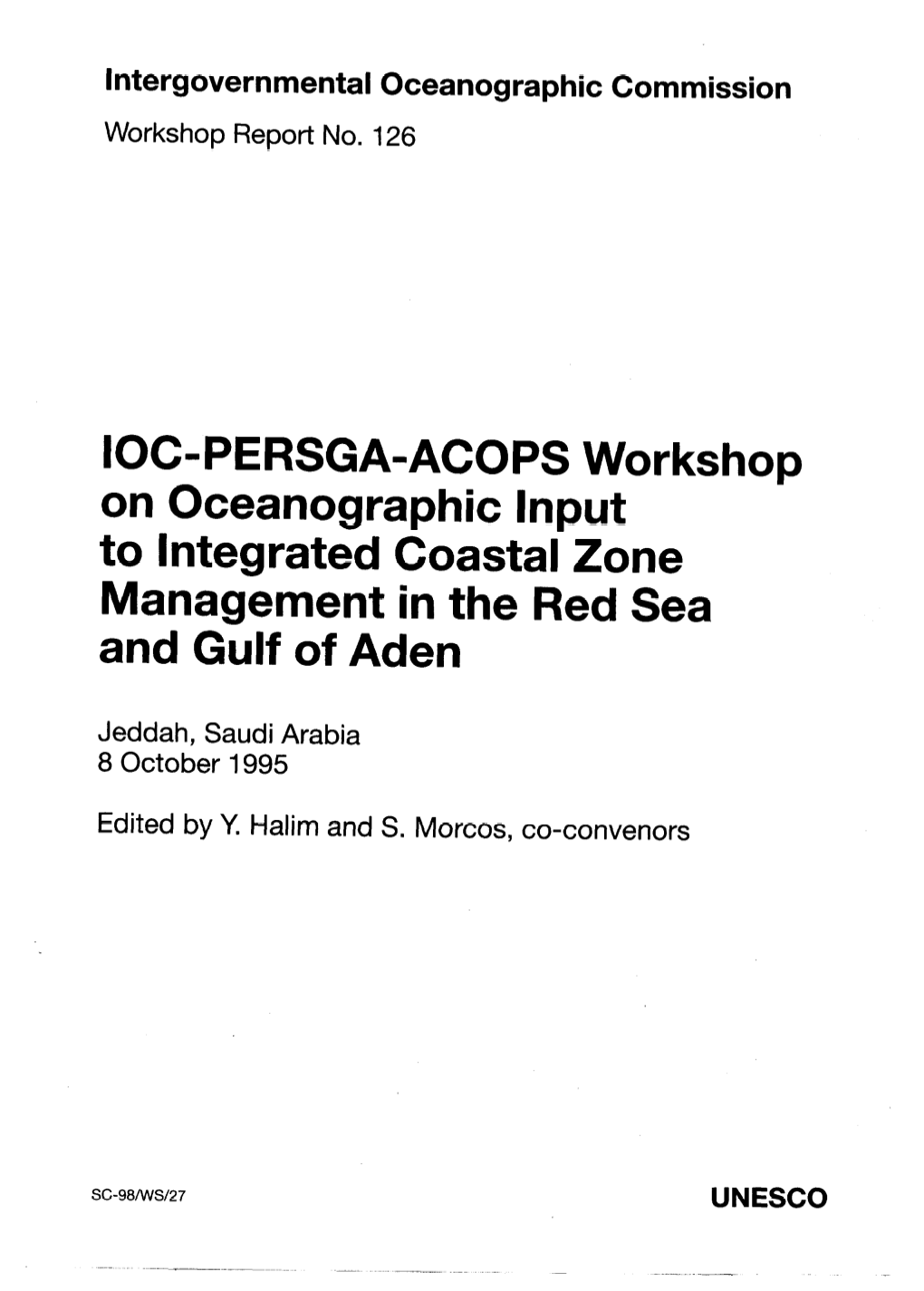 IOC/PERSGA/ACOPS Workshop on Oceanographic Input to I