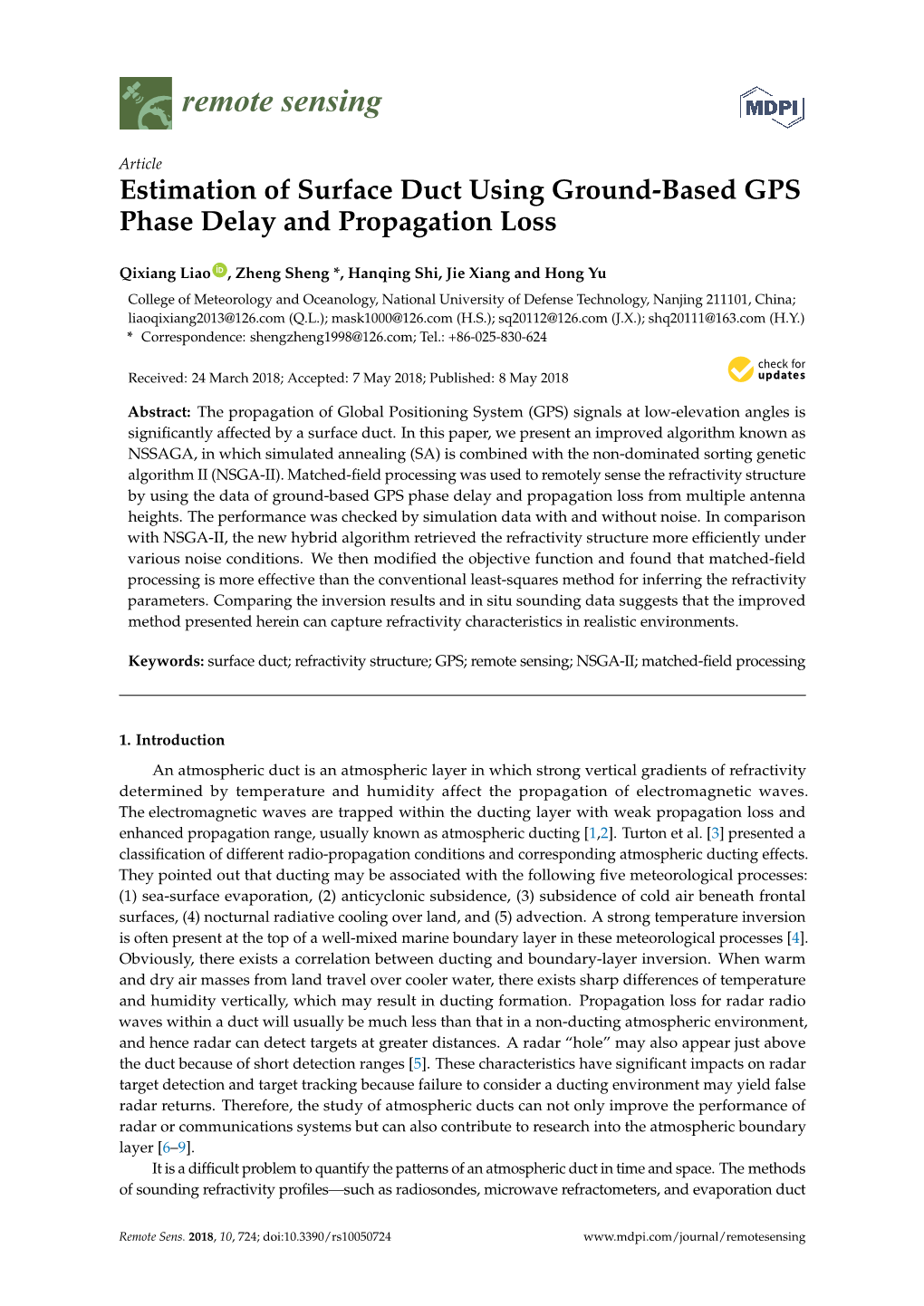 Estimation of Surface Duct Using Ground-Based GPS Phase Delay and Propagation Loss