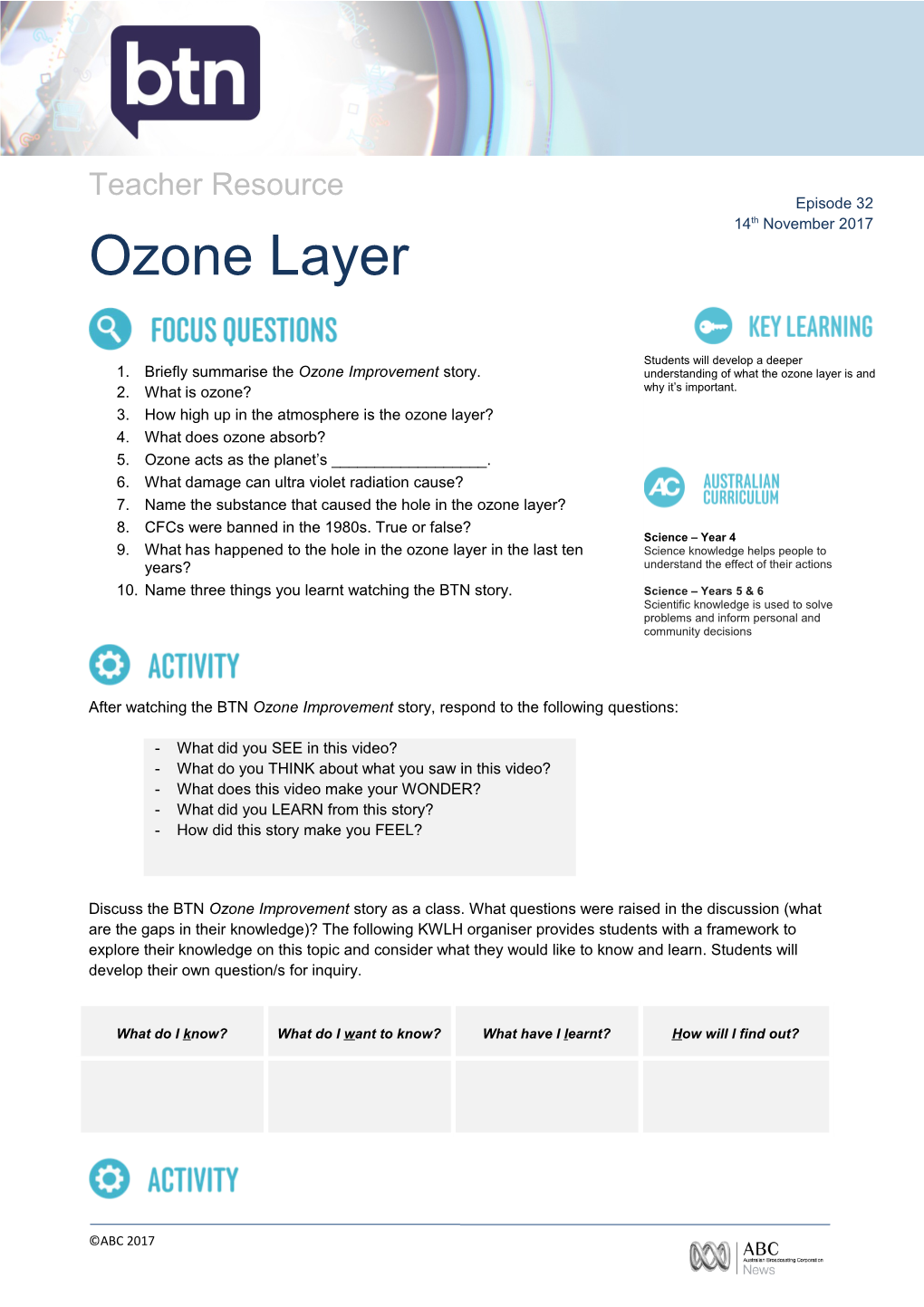 1. Briefly Summarise the Ozone Improvement Story