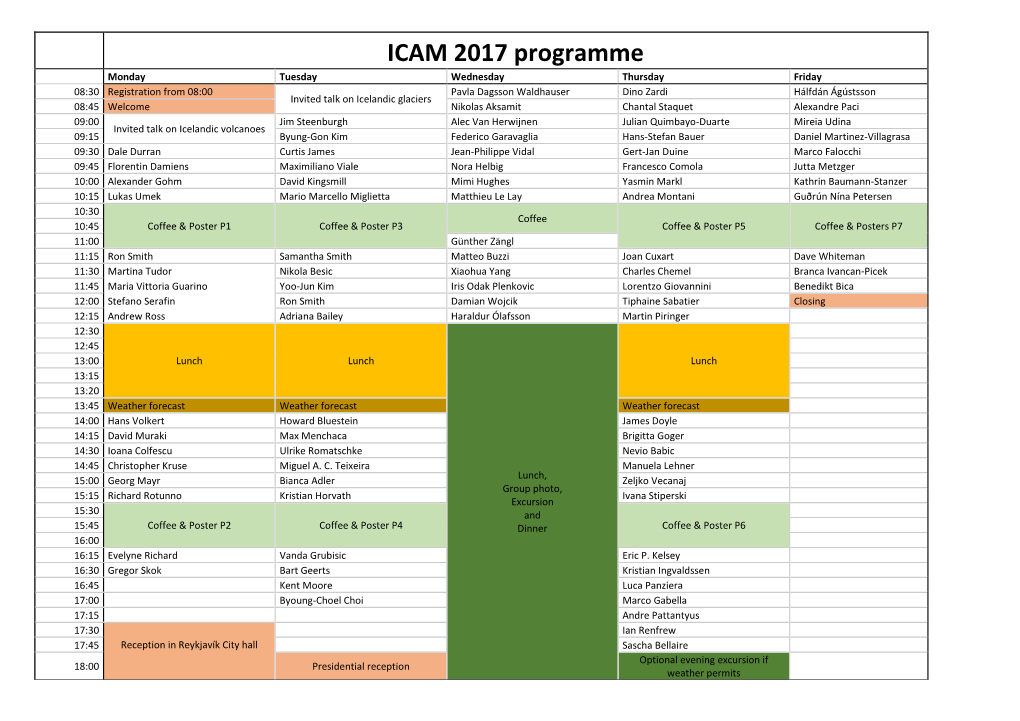 ICAM 2017 Programme