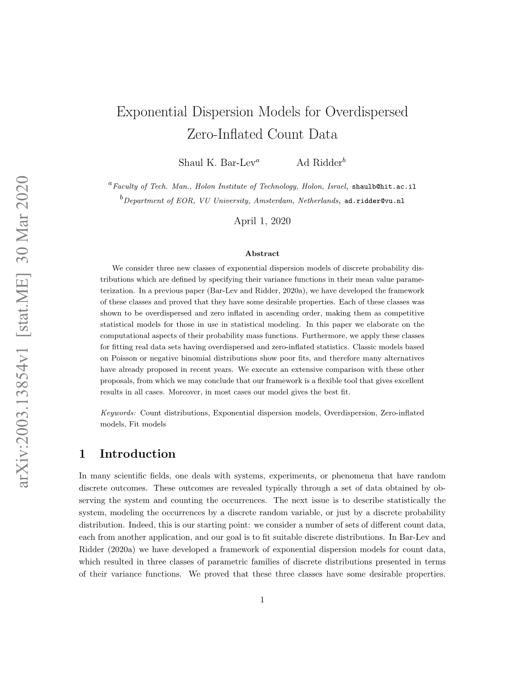 Exponential Dispersion Models for Overdispersed Zero-Inflated Count