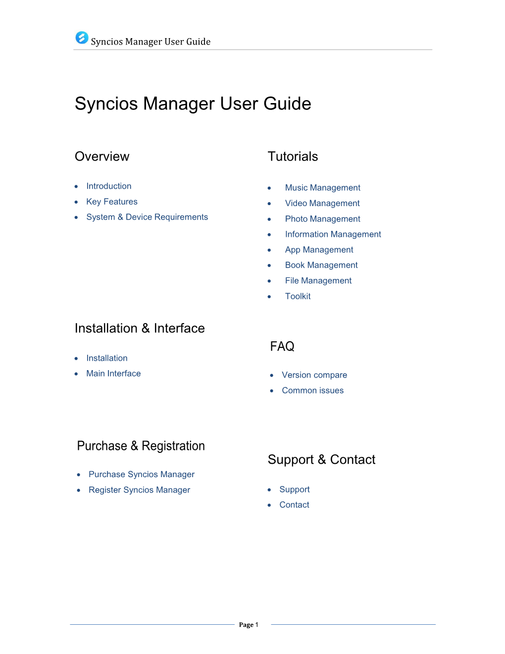 Syncios Manager PDF Manual