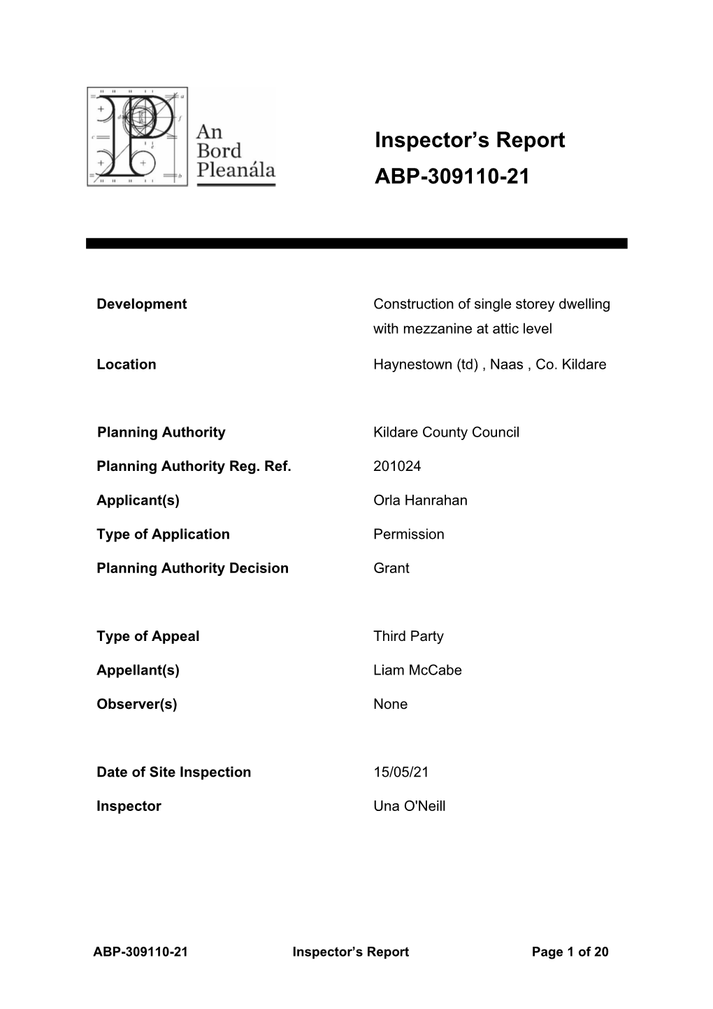 Inspector's Report ABP-309110-21