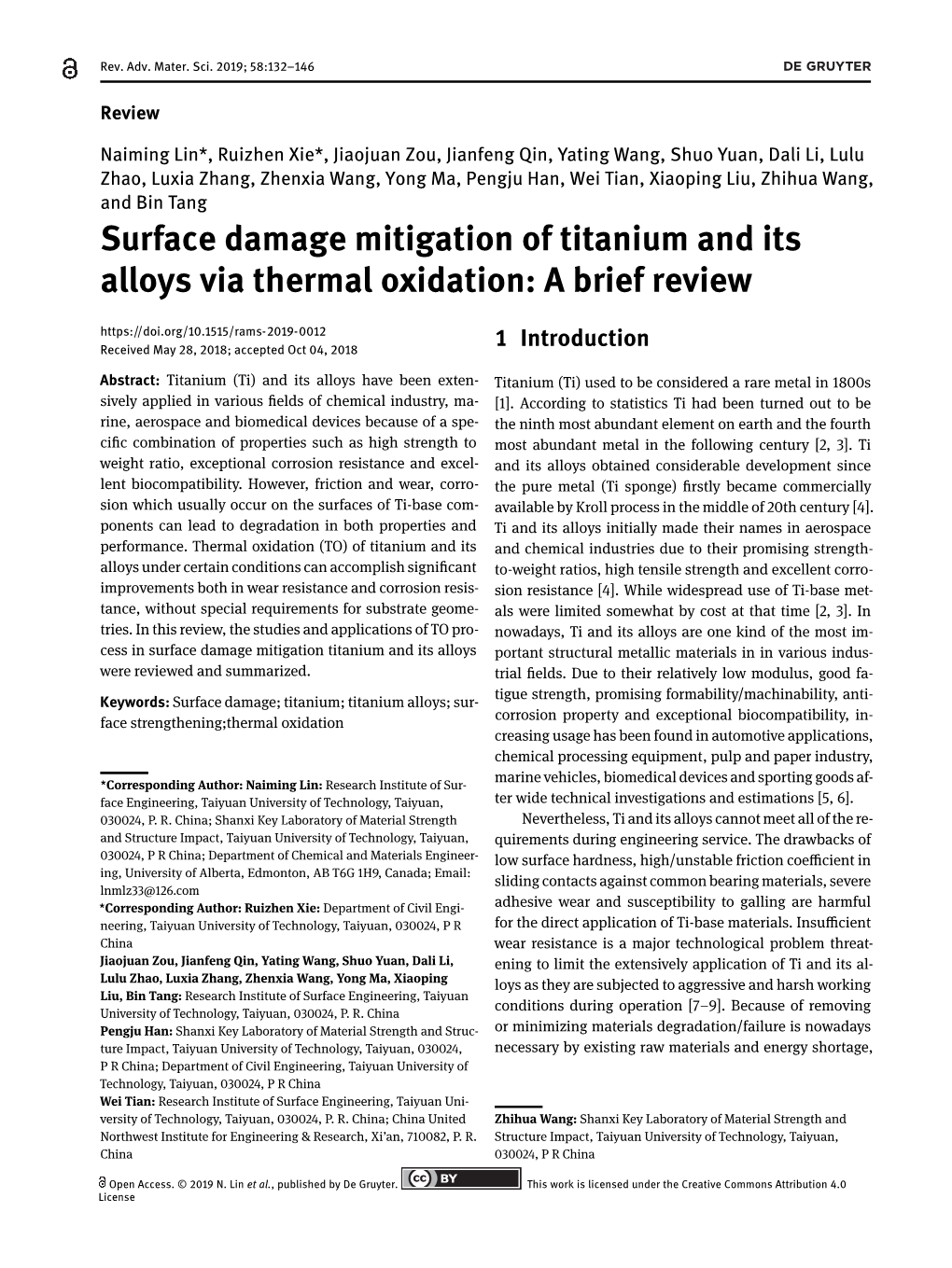 Surface Damage Mitigation of Titanium and Its Alloys Via Thermal Oxidation