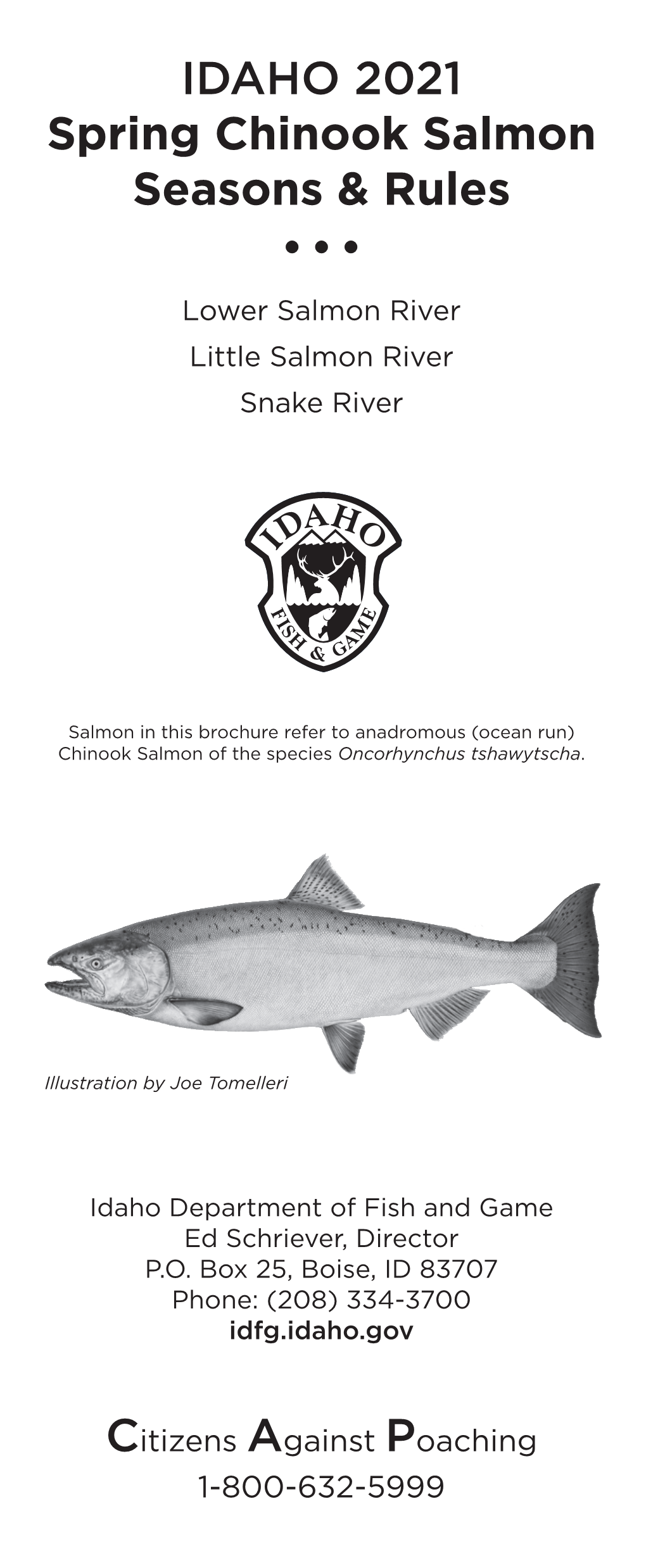 IDAHO 2021 Spring Chinook Salmon Seasons & Rules •