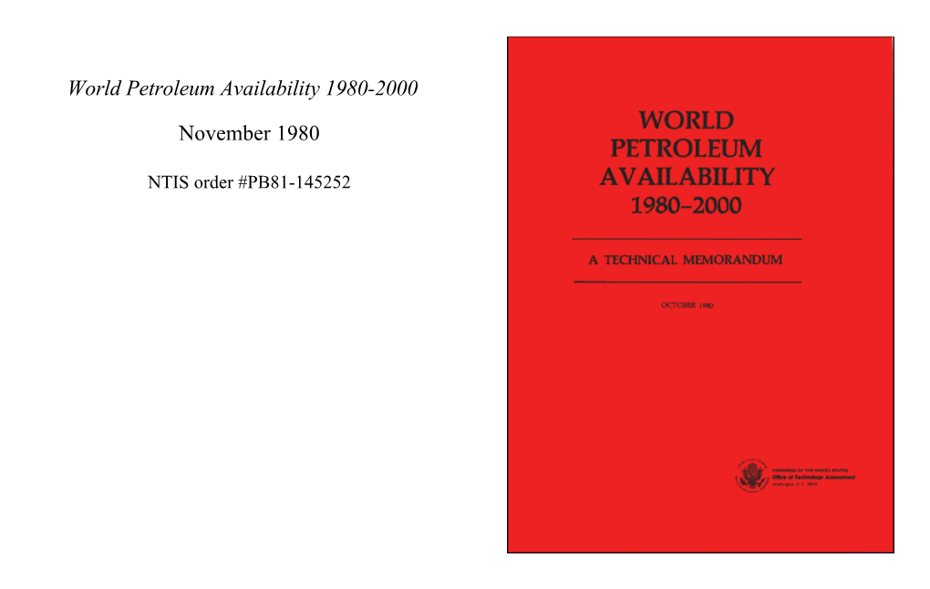 World Petroleum Availability 1980-2000