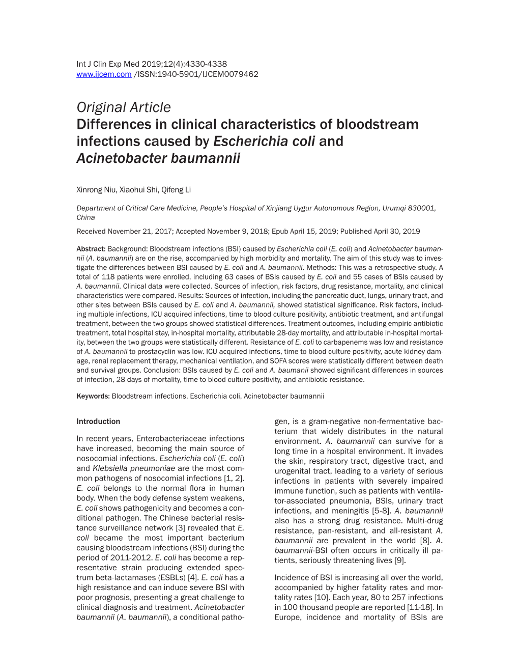 Acinetobacter Baumannii