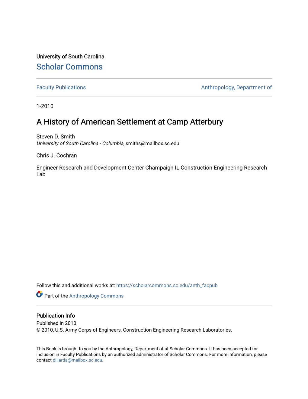 A History of American Settlement at Camp Atterbury