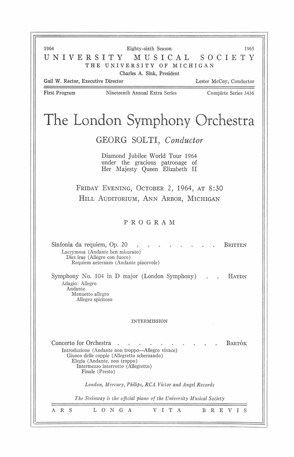 The London Symphony Orchestra GEORG SOLTI, Conductor