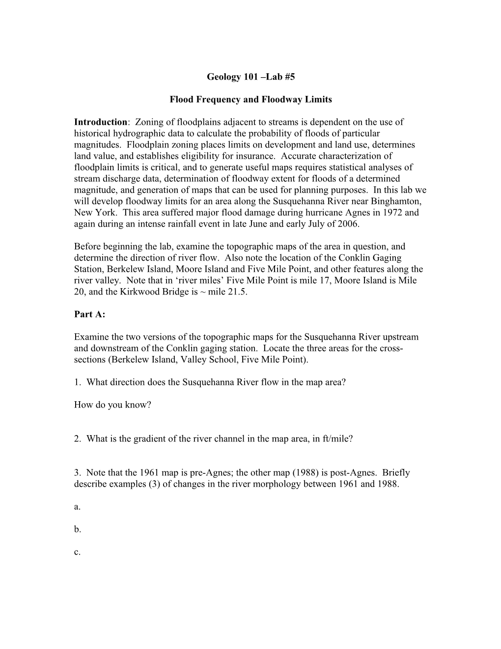 Flood Frequency and Floodway Limits