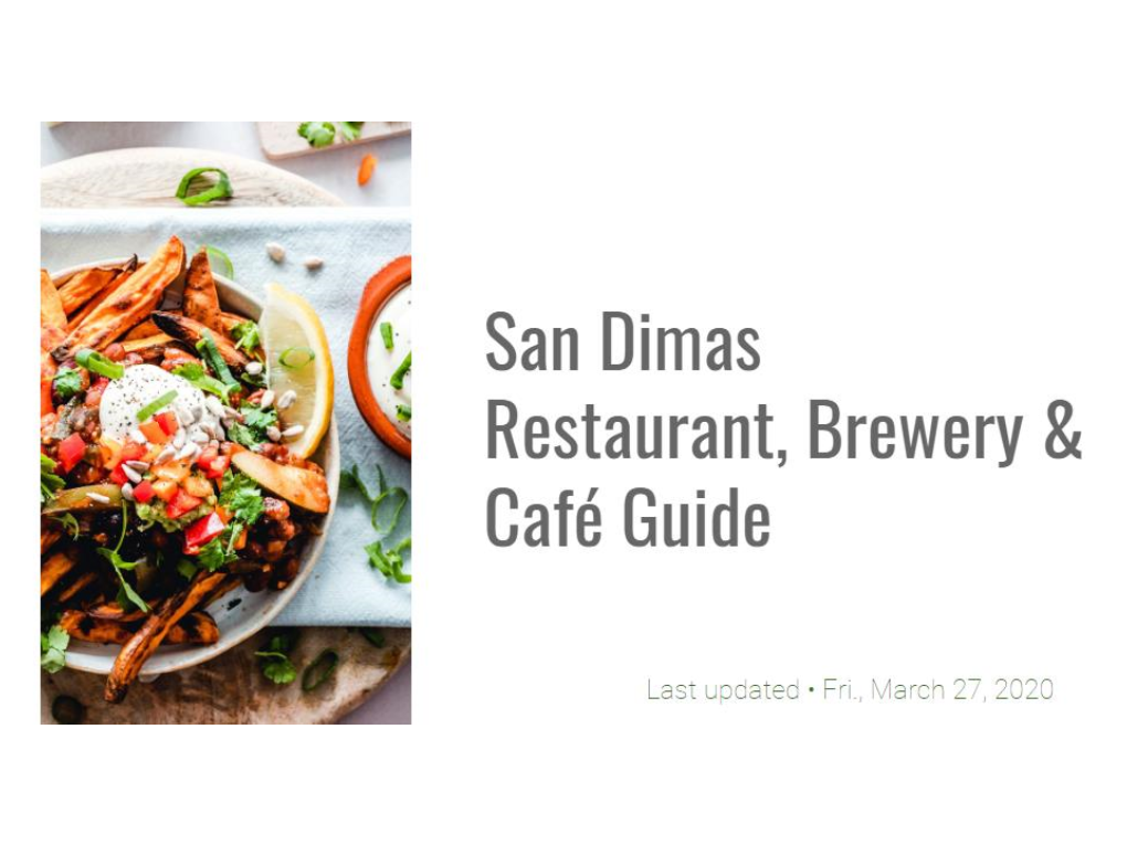 San Dimas Restaurant, Café & Brewery Guide