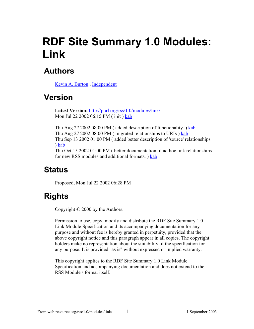 RDF Site Summary 1.0 Modules: Link Authors