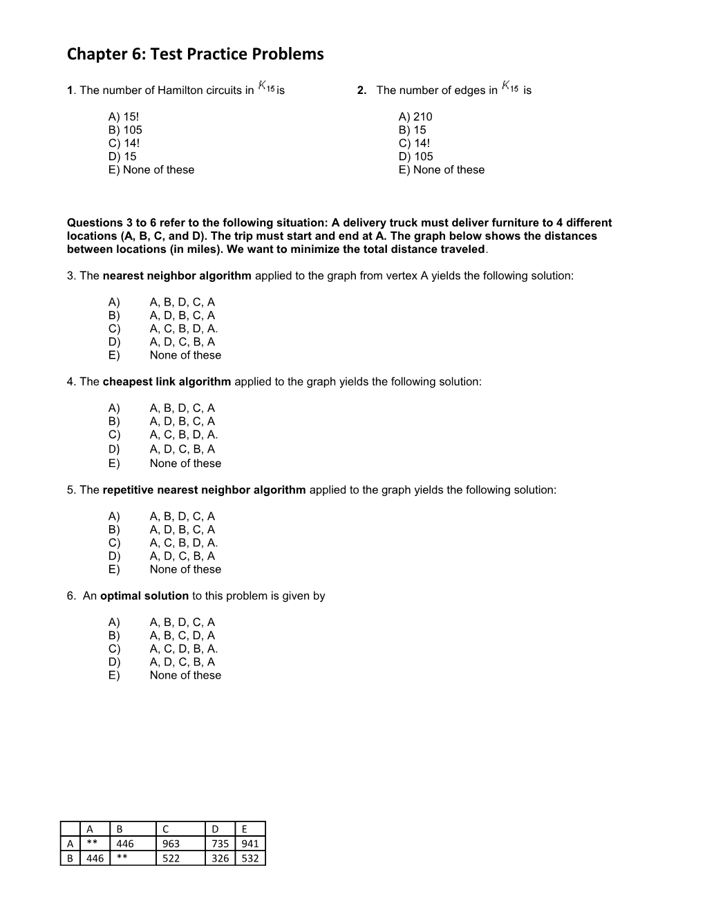 Chapter 6: Test Practice Problems