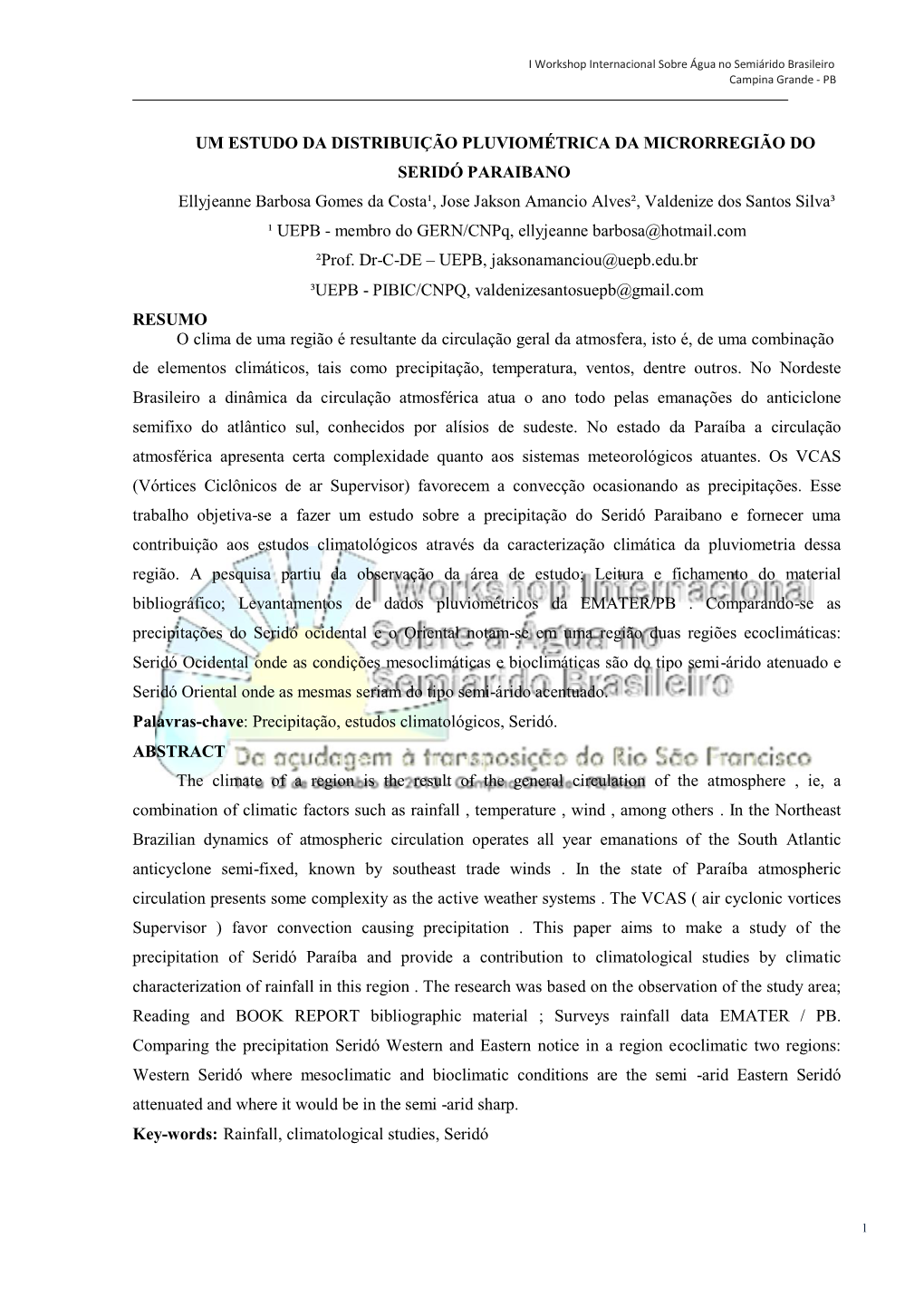 Um Estudo Da Distribuição Pluviométrica Da