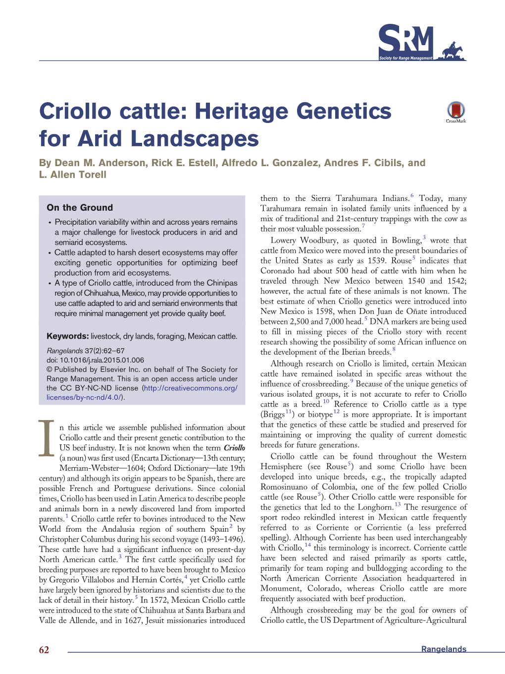 Criollo Cattle: Heritage Genetics for Arid Landscapes by Dean M