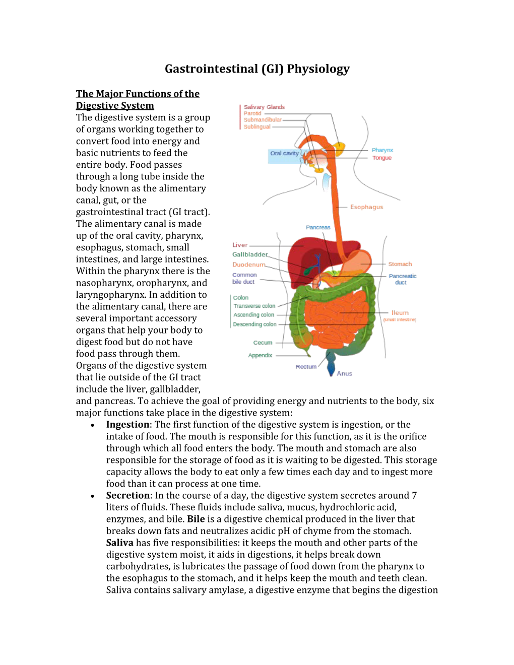 Gastrointestinal (GI) Physiology