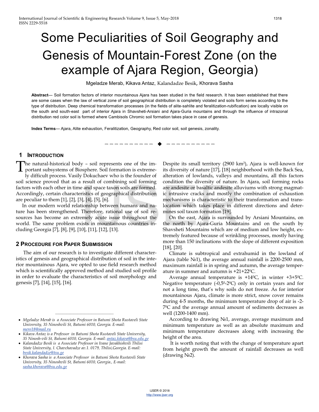 Some Peculiarities of Soil Geography and Genesis of Mountain-Forest