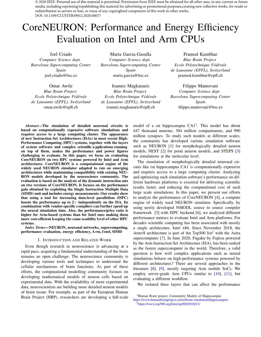 Performance and Energy Efficiency Evaluation on Intel