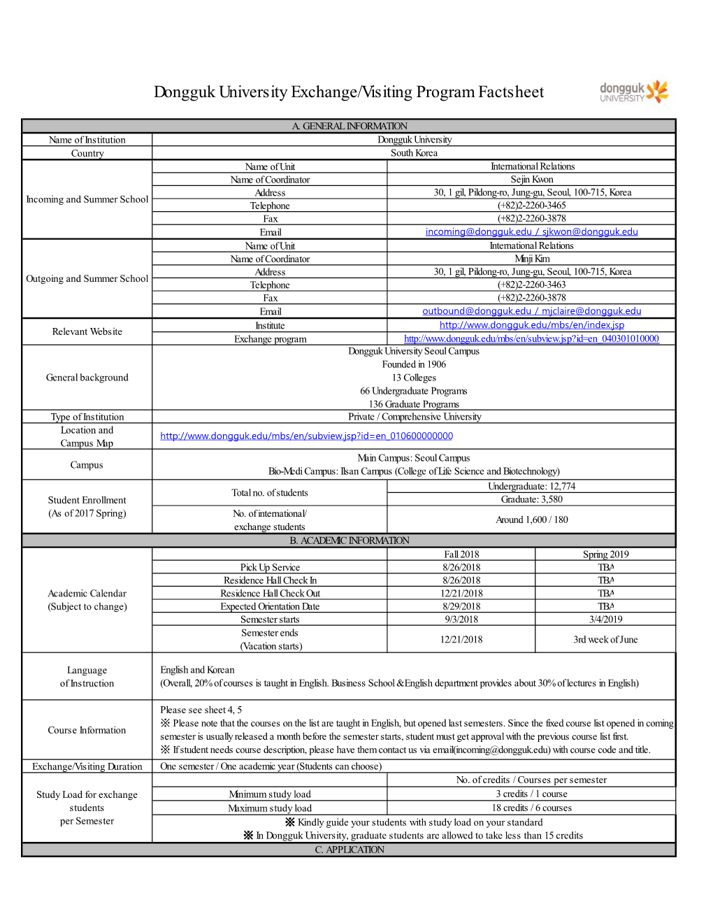 2018 2019 Factsheet Dongguk University (002).Xlsx