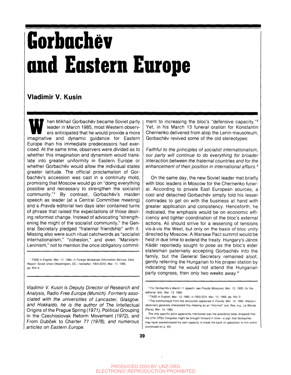 Gorbachev and Eastern Europe