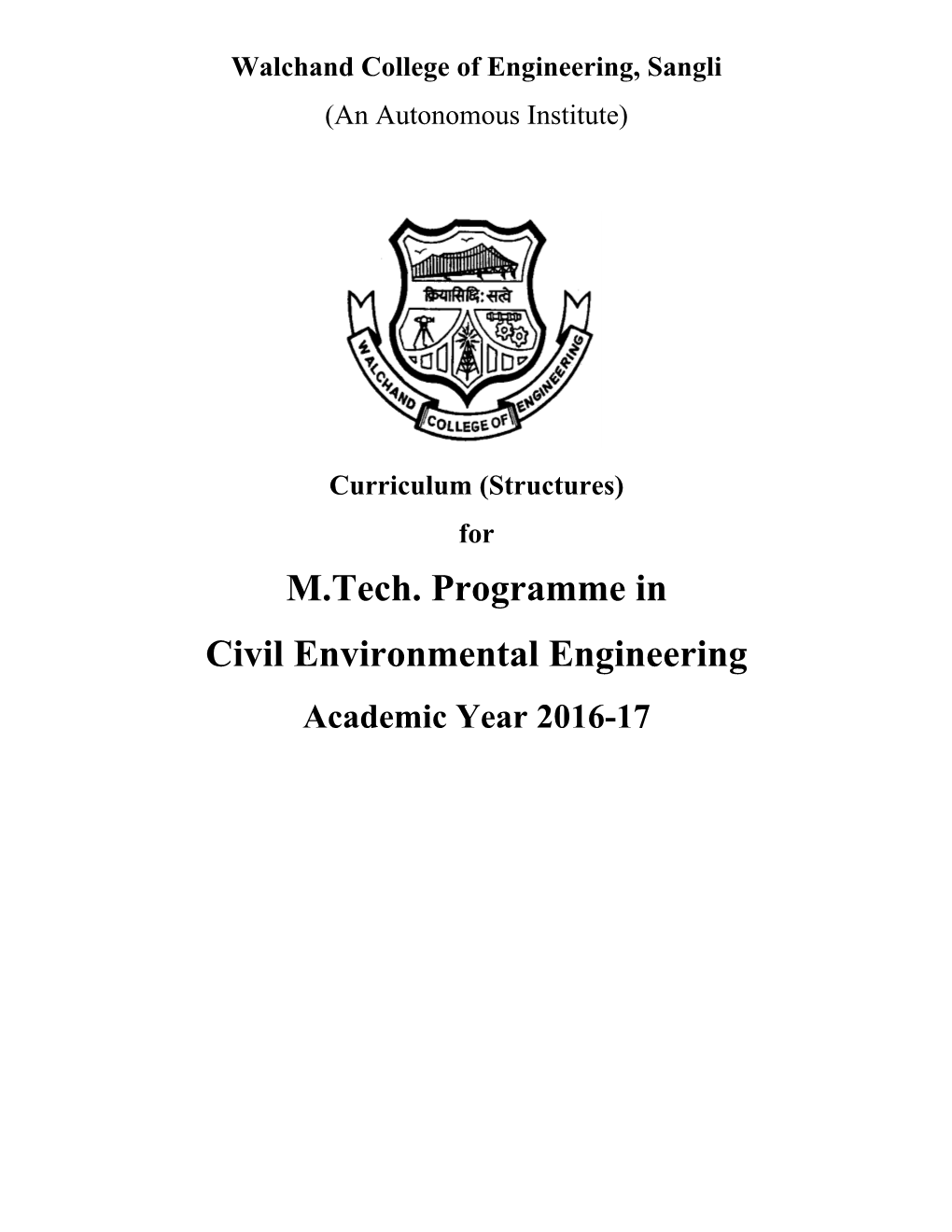 M.Tech. Programme in Civil Environmental Engineering