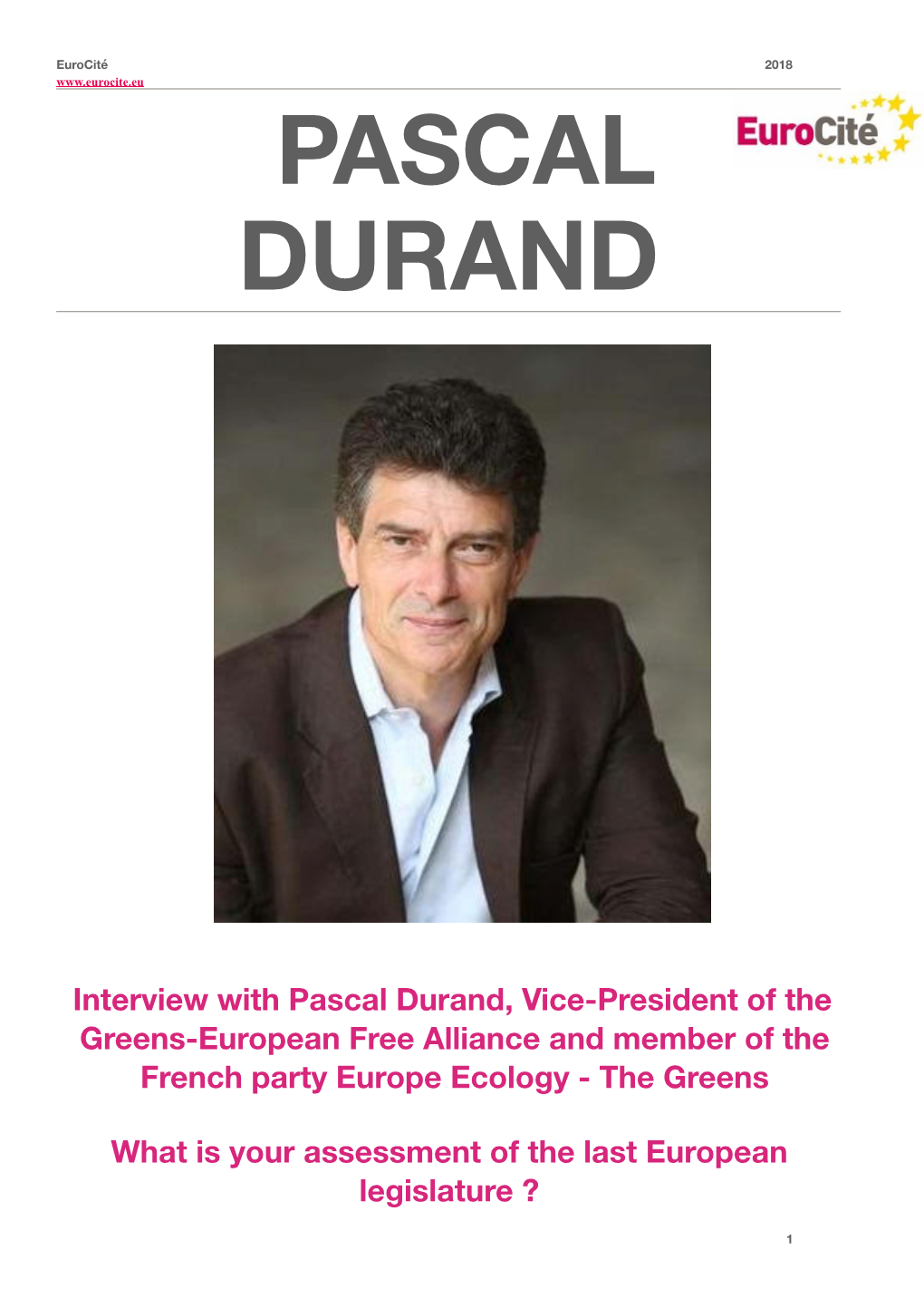 Interview Pascal Durand En